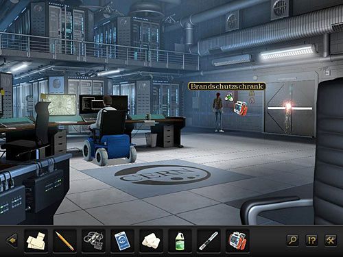 By ich powstrzymać, uderz ciężkim defibrylatorem w szybę gabloty przeciwpożarowej (na lewo od drzwi), po czym wyjmij z niej siekierę - Wyeliminuj wartowników; Powstrzymaj najemników | Rozdział 9 - CERN, Szwajcaria - Secret Files 3: The Archimedes Code - poradnik do gry