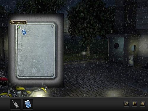 Pojawi się zbliżenie, w którym za pomocą karty dostępu odkręć śruby mocujące pokrywę zamka - Otwórz budynek z transformatorem | Rozdział 9 - CERN, Szwajcaria - Secret Files 3: The Archimedes Code - poradnik do gry