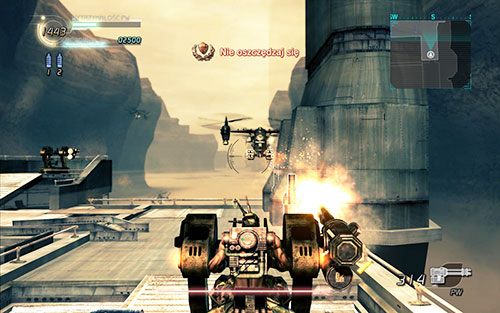 Postaraj się jak najszybciej dobiec na drugą stronę, gdzie będziesz mógł skorzystać z działek (możesz do nich doczepiać broń PW) - Rozdział 2 - Sektor 1 | Epizod 5 | Lost Planet 2 - Lost Planet 2 - poradnik do gry