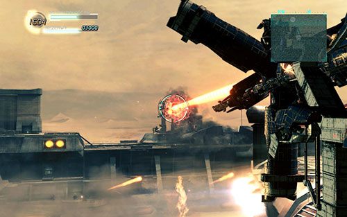 Staraj się nie skupiać głównie na skrzydłach - równie ważne jest wrogie działo, które po zniszczeniu ułatwi Ci prace, gdyż nie będziesz musiał się martwić, że sam zostaniesz zestrzelony - Rozdział 3 | Epizod 5 | Lost Planet 2 - Lost Planet 2 - poradnik do gry