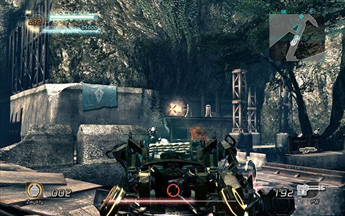 Na moście znajdziesz dwie skrzynie - możesz napotkać jednak kłopoty z próbą ich otworzenia, gdyż w momencie gdy tylko przekroczysz bramę, zostaniesz zaatakowany przez sporą liczbę przeciwników - wliczając w to piechotę, PW i działko - Rozdział 3 - Sektor 2 | Epizod 1 | Lost Planet 2 - Lost Planet 2 - poradnik do gry