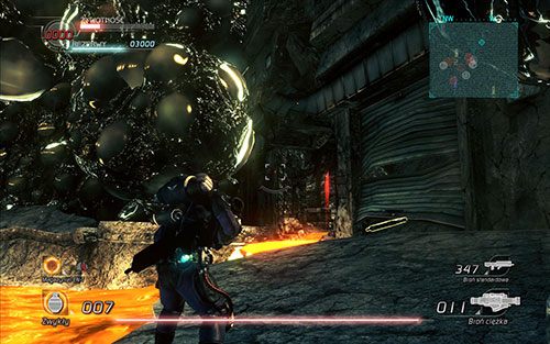 Lub cofnąć się i w miejscu z kraterem udać się do jaskini, która została odblokowana przez wcześniej zniszczoną kulę - Rozdział 4 - Sektor 2 | Epizod 6 | Lost Planet 2 - Lost Planet 2 - poradnik do gry