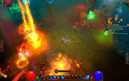 Walka z każdym z żywiołaków przebiega dokładnie tak samo - każdy z nich dysponuje wszystkimi czarami ze swojej sfery, a tylko istota zrodzona z trucizny może przywoływać sojuszników (gnijące zombie) - Torchlight 2: Elemental Oasis | Ukryte zadania - Torchlight 2 - poradnik do gry