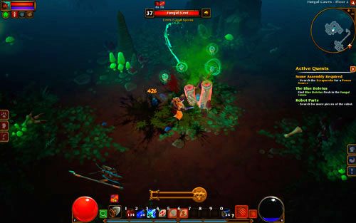 Wewnątrz The Fungal Caves znajdziesz całą masę karaluchów oraz leśnych stworów - The Blue Boletus | Zadania poboczne w Torchlight II - Akt III - Torchlight 2 - poradnik do gry
