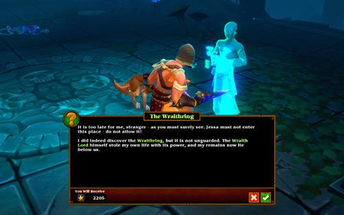 Kiedy zamienisz z duchem kilka słów, zakończysz bieżące zadanie i rozpoczniesz nowe - The Locked - The Wraithring | Zadania poboczne w Torchlight II - Akt III - Torchlight 2 - poradnik do gry
