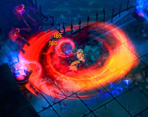 Opis: bardzo słaba umiejętność, zadająca niewielkie obrażenia, dająca niewielkie premie, a przy tym kosztująca wiele punktów many i unieruchamiająca bohatera - Torchlight 2: Berserker - Hunter Skills - Torchlight 2 - poradnik do gry