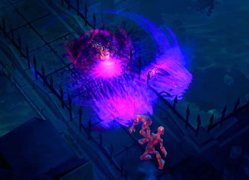 Opis: stosunkowo silna umiejętność, która zadaje duże obrażenia i pozwala na atakowanie odległych wrogów, ale kosztuje bardzo dużo punktów many - Torchlight 2: Berserker - Shadow Skills - Torchlight 2 - poradnik do gry