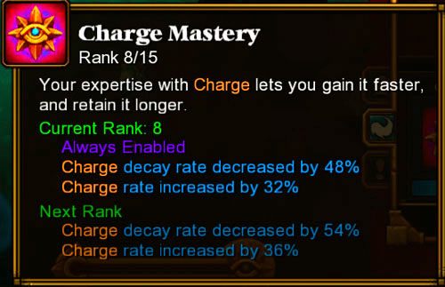 Opis: podstawowa umiejętność czarownika - pozwala na szybsze ładowanie paska mocy (Embermage Charge Bar) oraz utrzymywanie go na wysokim poziomie przez dłuższy czas - Torchlight 2: Embermage - Inferno Skills - Torchlight 2 - poradnik do gry