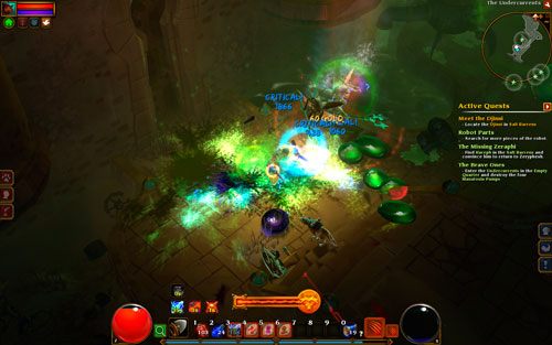 Podziemie przeznaczono dla postaci pomiędzy 30 a 31 poziomem doświadczenia i jest to dość rozsądna sugestia - lochy zamieszkuje cała armia stosunkowo odpornych, niebezpiecznych przeciwników - Undercurrents | Opis krain w Torchlight II - Akt II - Torchlight 2 - poradnik do gry