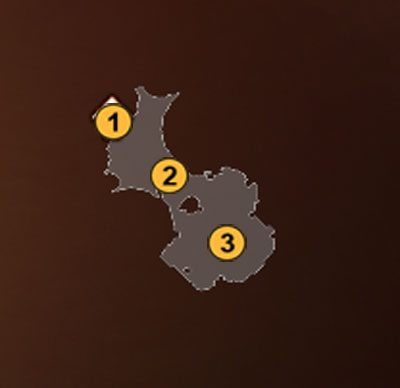 1 - wejście, 2 - przejście do wioski, 3 - Aruk. - The Djinnis First Task | Zadania główne w Torchlight II - Akt II - Torchlight 2 - poradnik do gry