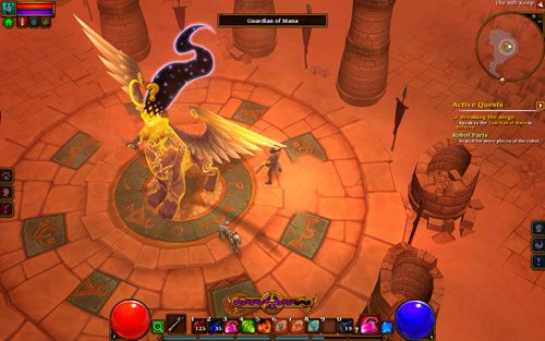 Kiedy pokonasz przeciwnika, jego pancerz rozpadnie się i będziesz mógł porozmawiać z uwolnionym Guardian of Mana - Breaking the Siege | Zadania główne w Torchlight II - Akt II - Torchlight 2 - poradnik do gry