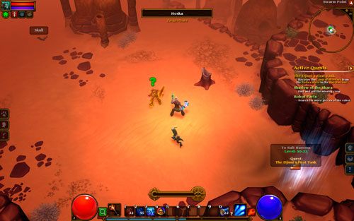 Pierwsza część misji jest najłatwiejsza - wystarczy że wejdziesz do rejonu Swarm Point i porozmawiasz z leżącym tam mężczyzną - Hoską - Shadow of the Skara | Zadania poboczne w Torchlight II - Akt II - Torchlight 2 - poradnik do gry