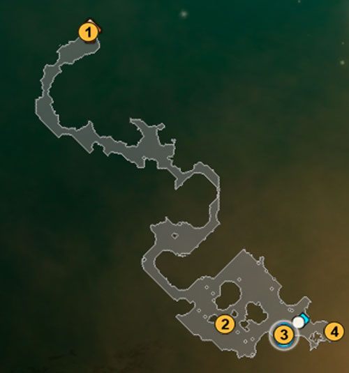 1 - wejście, 2 - główna komnata, 3 - wyjście, 4 - tajne przejście i jaja. - Shadow of the Skara | Zadania poboczne w Torchlight II - Akt II - Torchlight 2 - poradnik do gry