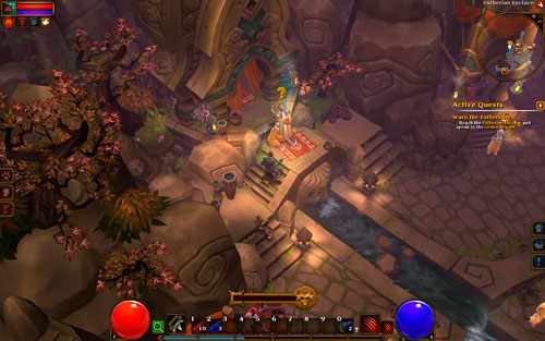 Po wejściu do Estherian Enclave porozmawiaj z wielkim regentem Eldraynem, którego znajdziesz na podwyższeniu - Welcome to Torchlight II!; Warn the Estherians | Zadania główne - Akt I - Torchlight 2 - poradnik do gry