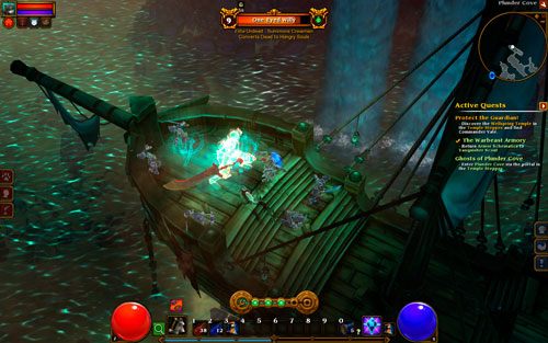 Po przejściu przez wrota przygotuj się na walkę z całą chmarą nieumarłych piratów - Ghosts of Plunder Cove | Zadania poboczne w Torchlight II - Akt I - Torchlight 2 - poradnik do gry