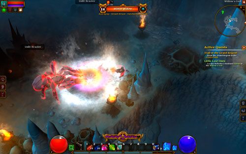 Gdy uporasz się z zagrożeniem, podejdź do leżącego mężczyzny, który leży przy wyjściu z jaskini - Little Lost Ones | Zadania poboczne w Torchlight II - Akt I - Torchlight 2 - poradnik do gry