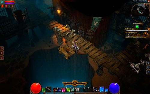 Z podziemiem łączy się również sekret - w jednej z cel możesz znaleźć zieloną ciecz, którą należy wlać do wiadra nad przepaścią - Slavers Stockade | Opis krain w Torchlight II - Akt I - Torchlight 2 - poradnik do gry