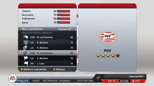 Panel ról zawodników pozwala Ci na określenie, którzy piłkarze zajmą się wykonywaniem stałych fragmentów gry, a także wskażesz zawodnika, który przejmie opaskę kapitana - Własna taktyka, szybkie taktyki i role zawodników | Taktyka w FIFA 13 - FIFA 13 - poradnik do gry