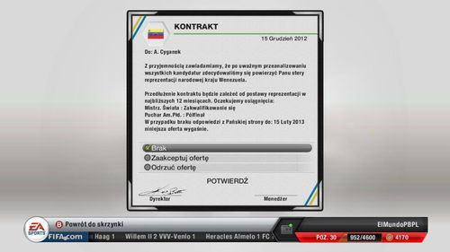 Dobre osiągnięcia w prowadzeniu klubu prędzej czy później sprawią, że zainteresuje się Tobą jedna z reprezentacji narodowych - Menedżer reprezentacji narodowej | Tryb kariery menedżerskiej w FIFA 13 - FIFA 13 - poradnik do gry