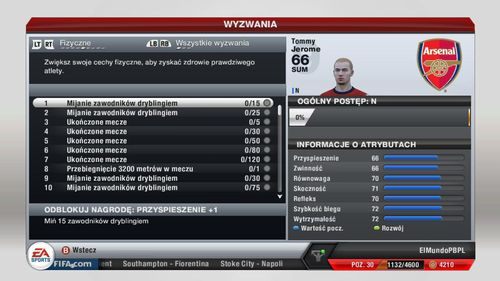 Ten moduł zawiera kilkadziesiąt różnorodnych wyzwań podzielonych na kilka odrębnych kategorii - Menu trybu kariery zawodniczej | Tryb kariery zawodniczej w FIFA 13 - FIFA 13 - poradnik do gry