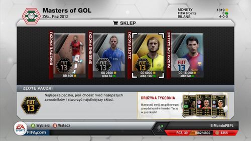 Zdobyte podczas rozgrywek nagrody możesz przeznaczyć na zakupy w sklepie - tam możesz zakupić zarówno paczki z piłkarzami, jak i zestawy kart jednorazowego użytku - Sklep i aukcje | FIFA Ultimate Team w FIFA 13 - FIFA 13 - poradnik do gry