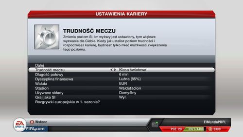 Kolejny ekran przynosi podstawowe ustawienia, dokonujesz ich w następującej kolejności - Stworzenie menedżera i wybranie klubu | Tryb kariery menedżerskiej - FIFA 13 - poradnik do gry