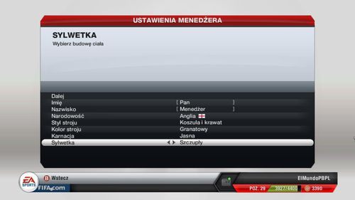 Następny ekran pozwala na stworzenie własnej postaci - wybierz imię i nazwisko, narodowość oraz określ cechy wyglądu - Stworzenie menedżera i wybranie klubu | Tryb kariery menedżerskiej - FIFA 13 - poradnik do gry