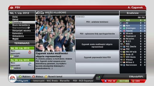 Po stworzeniu pliku zapisu trafisz do głównego menu trybu - Stworzenie menedżera i wybranie klubu | Tryb kariery menedżerskiej - FIFA 13 - poradnik do gry