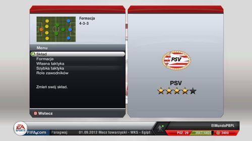 Panel ten pozwala na wybranie podstawowego składu, przyporządkowanie taktyki czy też dostosowanie odpowiednich ról na boisku do konkretnych zawodników - Skład | Tryb kariery menedżerskiej w FIFA 13 - FIFA 13 - poradnik do gry