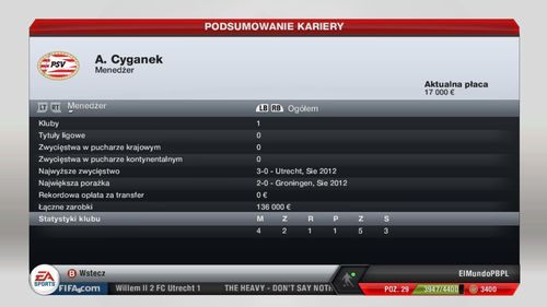 Panel ten pozwoli Ci prześledzić Twoją karierę i osiągnięcia - Biuro menedżera | Tryb kariery menedżerskiej - FIFA 13 - poradnik do gry