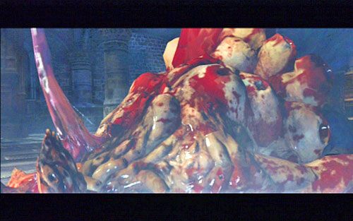 Żeby zabić wielkiego stwora, skorzystaj z trzymanych w plecaku bomb - 2 - Katedra | Kampania Leona | Solucja Resident Evil 6 - Resident Evil 6 - poradnik do gry