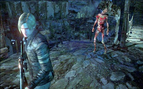 Po jego śmierci zbierz wszystkie pozostawione przedmioty i ruszaj dalej przed siebie - 3 - Wnętrze ziemi | Kampania Leona | Solucja Resident Evil 6 - Resident Evil 6 - poradnik do gry