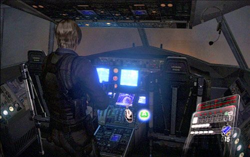 Po zakończeniu starcia podbiegnij do steru i zbadaj go przyciskiem A - 4 - Samolot | Kampania Leona | Solucja Resident Evil 6 - Resident Evil 6 - poradnik do gry