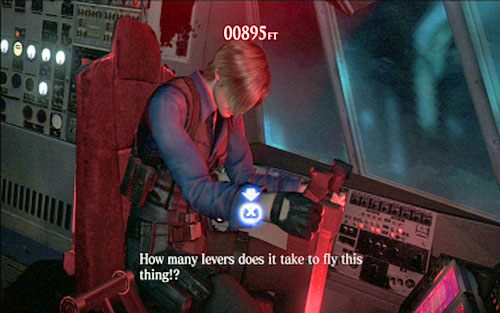 Po dotarciu na miejsce Leon będzie musiał usiąść za sterami pilota, podczas gdy Helena zajmie się zabijaniem nadbiegających zombie - 4 - Samolot | Kampania Leona | Solucja Resident Evil 6 - Resident Evil 6 - poradnik do gry