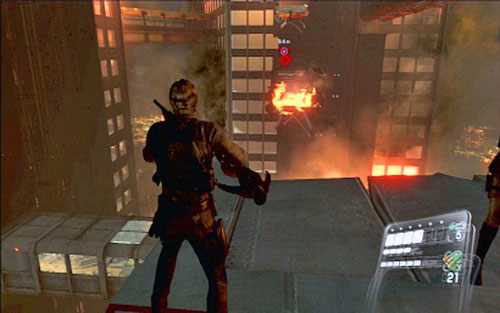 Strzelaj cały czas w Simmonsa, a jak zabraknie ci amunicji, poczekaj na pojawienie się obok ciebie słabszych wrogów - 5 - Finałowe starcie z Simmonsem | Kampania Leona | Solucja Resident Evil 6 - Resident Evil 6 - poradnik do gry