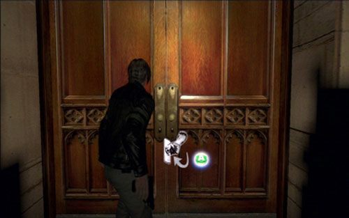 Po krótkiej rozmowie wróć do dużej sali ze stolikami i przejdź przez wskazane drzwi - 1 - Uczelnia | Kampania Leona | Solucja Resident Evil 6 - Resident Evil 6 - poradnik do gry