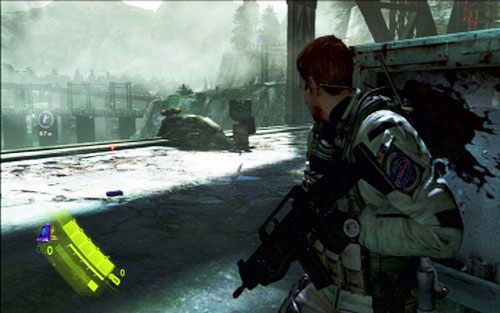 Jak zginą, schowaj się na ich miejscu i zastrzel kolejnych wrogów - 2 - Przeprawa przez most | Kampania Chrisa | Solucja Resident Evil 6 - Resident Evil 6 - poradnik do gry
