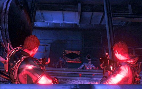 Po drugiej stronie upewnij się, że masz przy sobie przeładowany pistolet, a następnie przejdź przez kolejne drzwi - 4 - Lot myśliwcem | Kampania Chrisa | Solucja Resident Evil 6 - Resident Evil 6 - poradnik do gry