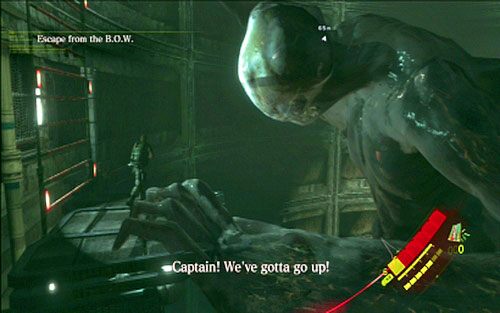 Gdy uda ci się wreszcie dotrzeć na górę, obejrzyj krótką animację, a następnie rozpocznij ucieczkę przez olbrzymim mutantem - 5 - Finałowe starcie | Kampania Chrisa | Solucja Resident Evil 6 - Resident Evil 6 - poradnik do gry