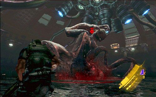 Gdy pościg dobiegnie końca, znajdziesz się w nowym pomieszczeniu, gdzie ponownie zaatakuje cię potężny stwór - 5 - Finałowe starcie | Kampania Chrisa | Solucja Resident Evil 6 - Resident Evil 6 - poradnik do gry