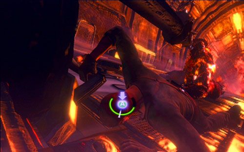 Po drodze zrzucaj również na Ustanka różnego rodzaju ładunki (A/B) oraz unikaj jego ataków (X + A) - 5 - Finałowe starcie z Ustankiem | Kampania Jakea | Solucja Resident Evil 6 - Resident Evil 6 - poradnik do gry