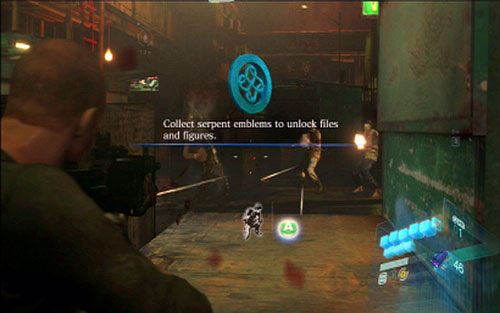 Po upadku z rusztowania idź cały czas prosto, aż do barykady, za którą czeka grupa przeciwników - Rozdział IV | Emblematy - Jake | Resident Evil 6 - Resident Evil 6 - poradnik do gry