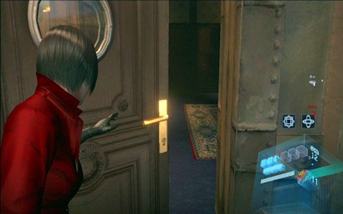 Gdy skończysz, wróć na korytarz, a następnie skręć dwukrotnie w prawo - 4 - Potrójny zamek; Trzy fragmenty kodu | Kampania Ady Wong - Resident Evil 6 - poradnik do gry