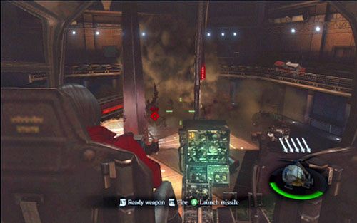 W celu uniknięcia ataków przeciwnika staraj się cały czas chować się za filarem stojącym na środku lokacji - 5 - Lot śmigłowcem | Kampania Ady Wong | Solucja Resident Evil 6 - Resident Evil 6 - poradnik do gry