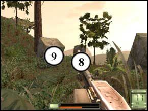 Na rozwidleniu skręć w lewo i przygotuj się - tuż przy wejściu do bunkra stoi dwóch żołnierzy, możesz mieć trudności z dostrzeżeniem ich w trawie (10) (11) - Colombia | Soldier of Fortune 2 Double Helix - Soldier of Fortune 2: Double Helix - poradnik do gry