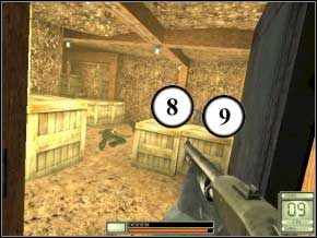Wejdź do środka i od razu skieruj uwagę na zejście na dół - wybiegnie stamtąd para strażników, których szybko zabij (10) (11) - Vergara | Soldier of Fortune 2 Double Helix - Soldier of Fortune 2: Double Helix - poradnik do gry