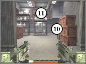 Tuż za rogiem po prawej spotkasz kolejnych dwóch - zabij ich i idź korytarzem do wielkiego pomieszczenia (11) (12) - Hongkong | Soldier of Fortune 2 Double Helix - Soldier of Fortune 2: Double Helix - poradnik do gry