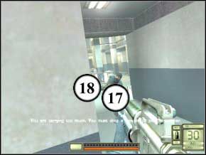 Od razu wyceluj w żołnierza na górze po lewej (19), wejdź tam - w kącie krył się będzie jeszcze jeden (20) - New York | Soldier of Fortune 2 Double Helix - Soldier of Fortune 2: Double Helix - poradnik do gry