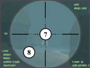 Pomiędzy samochodami jest jeszcze jeden pies (9) i trzech strażników (10) (11) (12) - Kamczatka | Soldier of Fortune 2 Double Helix - Soldier of Fortune 2: Double Helix - poradnik do gry