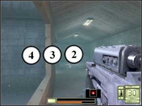 Wejdź po długiej drabinie na most, popatrz w dół - na dole w strażnicy jest żołnierz, niech się ukryje, a ty wtedy wrzuć mu granat z OICW (wylicz trajektorię lotu) (5) - Kamczatka | Soldier of Fortune 2 Double Helix - Soldier of Fortune 2: Double Helix - poradnik do gry